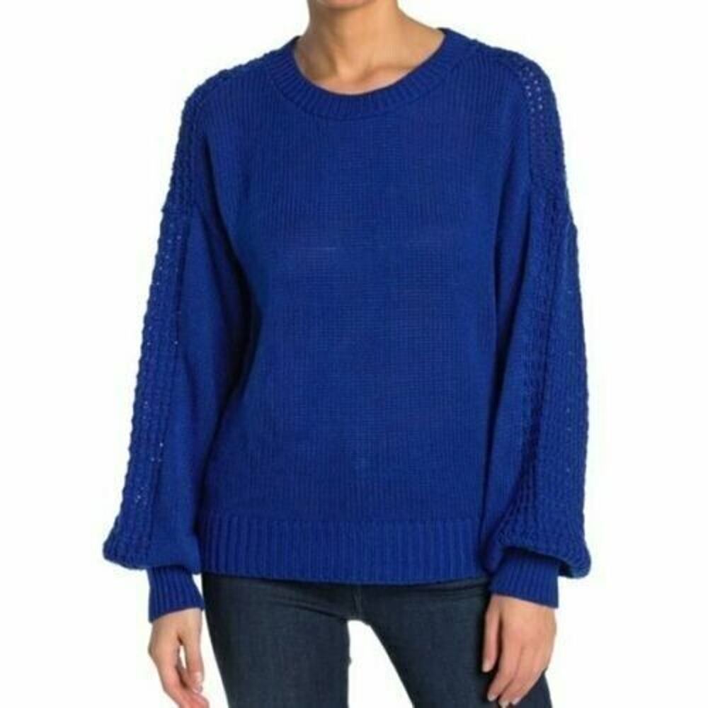 Abound Women's‎ Textured Blouson Sleeve Sweater Blue Clematis Medium